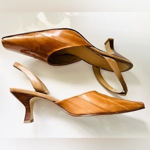 Liz Claiborne Graham eel skin sling back heel.